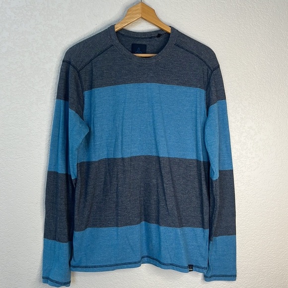 Prana Men's Long Sleeve Shirt Striped Blue size Large - Picture 2 of 12